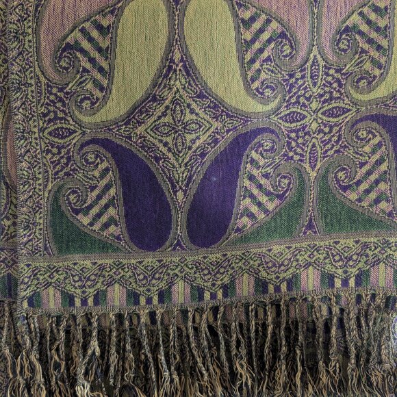 Pashmina Cashmere Silk Blend Paisley Firenze Italy Scarf Wrap Shawl - Picture 4 of 9